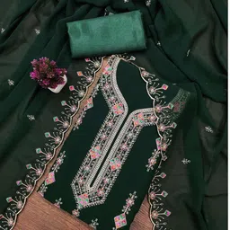 Peachmode Embroidered Silk Georgette Unstitched Dress Material Dress Material image 2