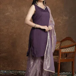 AVANSHEE Women Regular Gotta Patti Kurta with Palazzos & Dupatta image 5