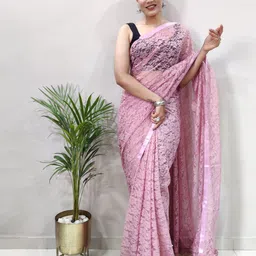 DIVASTRI Floral Net Saree-picture-29