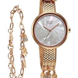 Titan Women Brass Embellished Dial & Bracelet Style Straps Analogue Watch 95253WM01F-picture-35