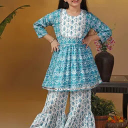 FASHION DREAM Girls Floral Printed Regular Kurta with Sharara-picture-26