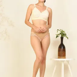 Samvar Beige Cotton Non-Wired Non Padded Minimizer Bra image 3