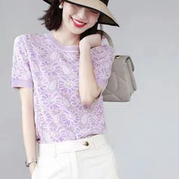 DressBerry Floral Printed Round Neck Cotton T-shirt-image-57