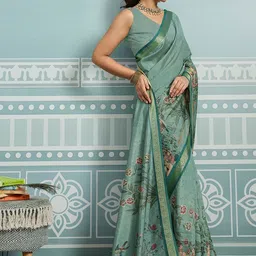 Mitera Floral Silk Blend Designer Saree image 5