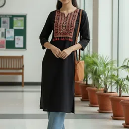Varanga Women Ethnic Motifs Embroidered Thread Work Indie Prints Kurta-picture-32