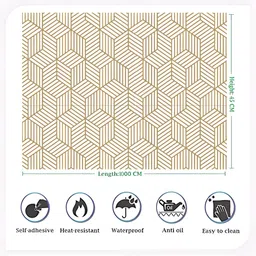 INDIAN ROYALS Gold & White Abstact Printed Self-Adhesive & Durable Wall Sticker image 2