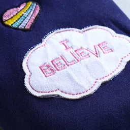 Kookie Kids Full Length Lounge Pant Unicorn Patch - Navy Blue image 4