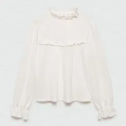 Mango Kids Girls Puff Sleeves Smocked Pure Cotton Top-picture-27