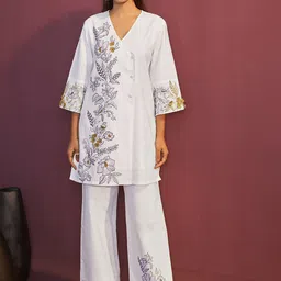 Anouk Embroidered V-Neck Pure Cotton Tunic & Trouser-picture-30