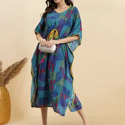 KALINI Women Geometric Printed Kaftan Midi Dress image 2