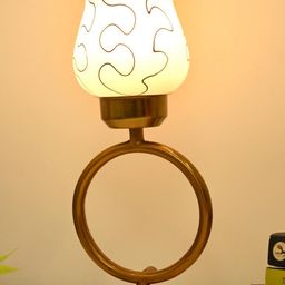 SOMIL White Printed Glass Cylindrical Shaped Table Lamp-picture-0