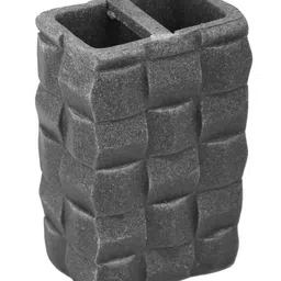 Myntra Elegant Homes 4 piece Black & Charcoal Textured Resin Bath Accessories Set image 3