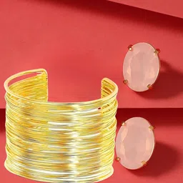 ORANGENYSHA Gold-Plated Korean Glass Crystals Studded Jewellery Set-picture-22