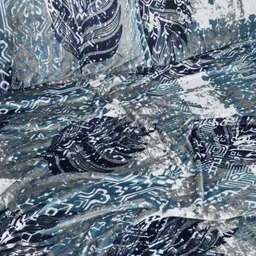 FABINALIV Navy Blue & White Printed Wool 300 TC King Bedsheet 2.50 m X 2.25 m image 5