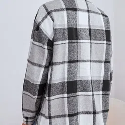 StyleCast x Revolte Checked Spread Collar Tailored Jacket image 2