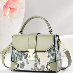 StyleCast Floral Printed Detachable Sling Strap Structured Handheld Bag-image-5