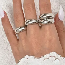 Jewels Galaxy Set Of 4 Silver Plated Midi Adjustable Finger Rings-picture-37