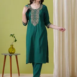 Moda Rapido Women Ethnic Motifs Embroidered Sequinned Kurta Trousers & Dupatta image 2