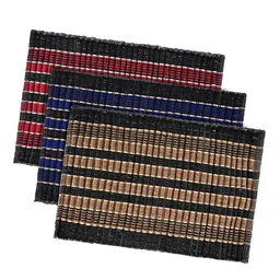 Kuber Industries Brown & Blue 3 Pieces Textured Cotton Anti-Slip Doormats image 2