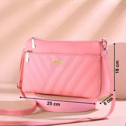 LIKE STYLE Geometric Striped Quilted Sling Bag image 3