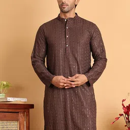 Jompers Men Geometric Embroidered Sequinned Kurta-picture-36