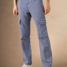 Dennis Lingo Men Relaxed Fit Mid-Rise Clean Look Cotton Cargo Jeans-picture-48