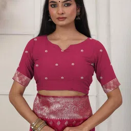 HERE&NOW Woven Design Zari Silk Blend Handloom Banarasi Saree image 3