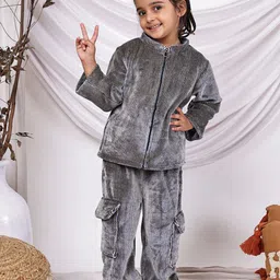 NEUDIS Girls Long Sleeves Velvet Jacket With Trouser Clothing Set-picture-31