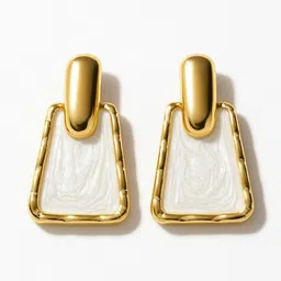 Henuka Gold-Plated Artificial stones Studded Geometric Shaped Korean Drop Earrings-image-2