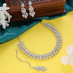 Atasi International Rhodium-Plated Crystals And American Diamond-Studded Jewellery Set-picture-28