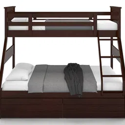 urban ladder Barnley Single Over Queen Storage Bunk Bed In Dark Walnut Finish image 3