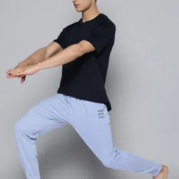 HRX By Hrithik Roshan Yoga Men Aqua Melange Slim Fit Organic Cotton Solid Joggers-picture-33
