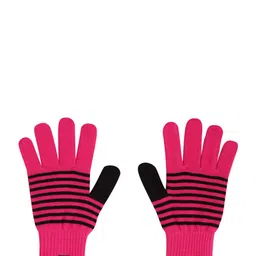 Roadster Women Pink & Black Striped Hand Gloves-image-28
