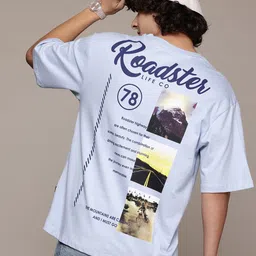 The Roadster Lifestyle Co. Printed Drop-Shoulder Sleeves Pure Cotton Relaxed T-shirt-picture-46