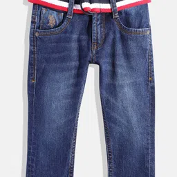 U.S. Polo Assn. Kids Boys Slim Fit Mid-Rise Light Fade Stretchable Jeans With Belt-picture-23