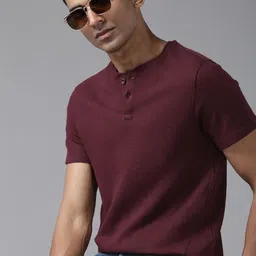 The Roadster Lifestyle Co. Men Self Design Henley Neck T-shirt-picture-29