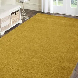PRESTO Yellow Solid Hand Tufted Wool Anti-Skid Carpet image 1