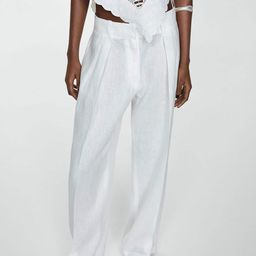 MANGO Women Pure Linen Pleated Trousers-picture-21
