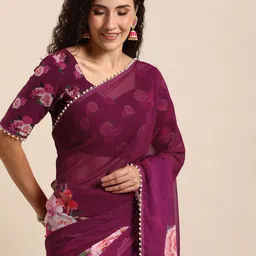 LOOKNBOOK ART Floral Beads & Stones Saree-picture-14