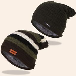 hupshy Men Pack Of 2 Self Design Pure Cotton Beanies-picture-24