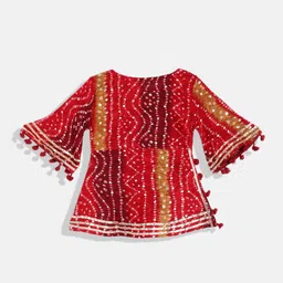 Readiprint Fashions Girls Bandhani Printed Angrakha Gotta Patti Kurti with Palazzos image 4