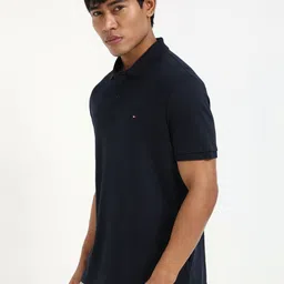 Tommy Hilfiger Men Solid Polo Collar Cotton T-shirt image 4