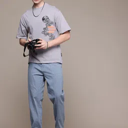 The Roadster Lifestyle Co. Men Relaxed Pure Cotton Loose Fit Trousers image 3