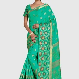 Mimosa Green Woven Sarees With Blouse-image-60