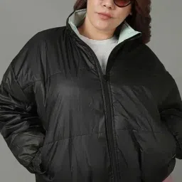 Bewakoof Women's Black Oversized Plus Size Jacket image 2