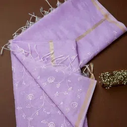 Soch Purple Embroidered Dupatta-image-0
