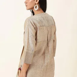 Fabindia Beige & Maroon Printed Tunic image 2