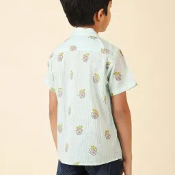 Fabindia Boys Light Green Printed Shirt image 2