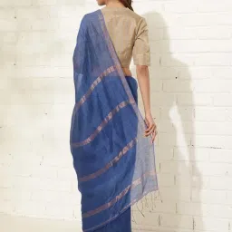 Fabindia Blue Woven Pattern Saree image 2