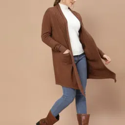 Mafadeny Brown Regular Fit Shrug image 3